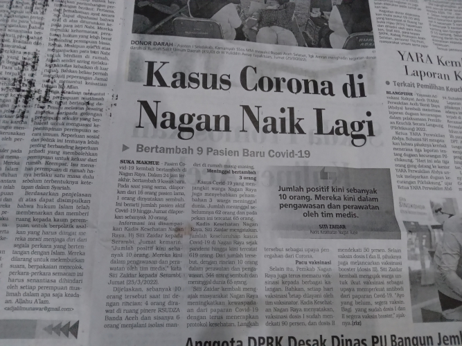 Kasus Corona di Nagan Naik Lagi, Bertambah 9 Pasien Baru Covid-19