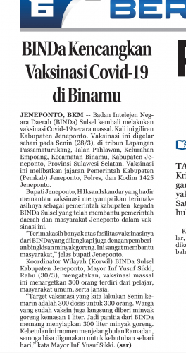 BINDa Kencangkan  Vaksinasi Covid-19  di Binamu