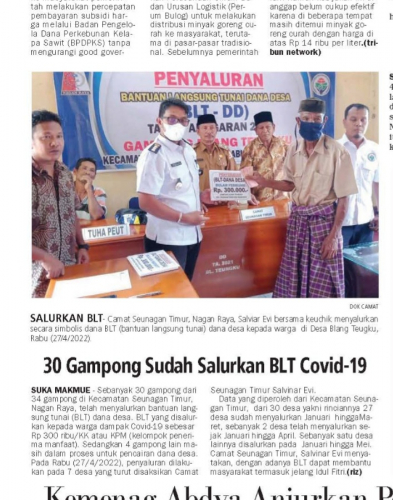 30 Gampong Sudah Salurkan BLT Covid-19